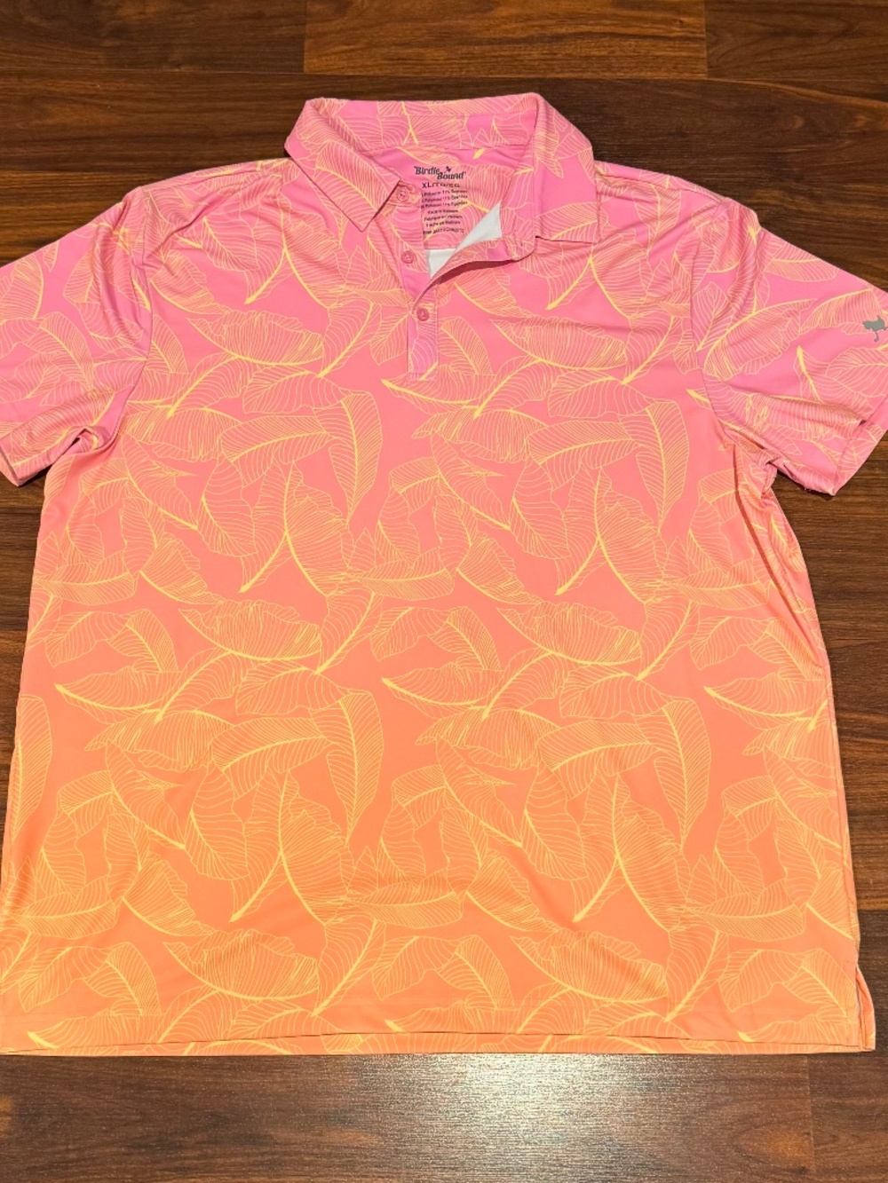Birdie Bound XL Polo Mock Orange Leaf Ombre